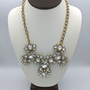 J. Crew Clear Crystal Bling Statement Necklace